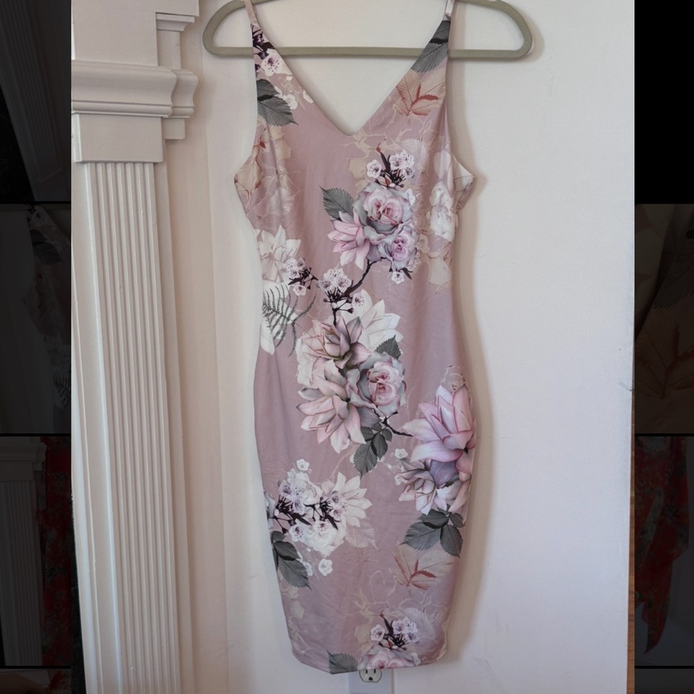 Showpo Blush Floral Midi Dress, size 8/ S